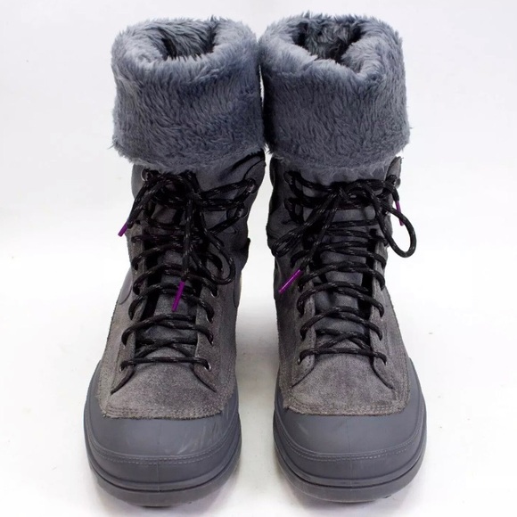 Nike Storm Warrior Snow Boots Womens Size 9.5 High Faux Gray Lace-Up Shaft 11” - Picture 7 of 11
